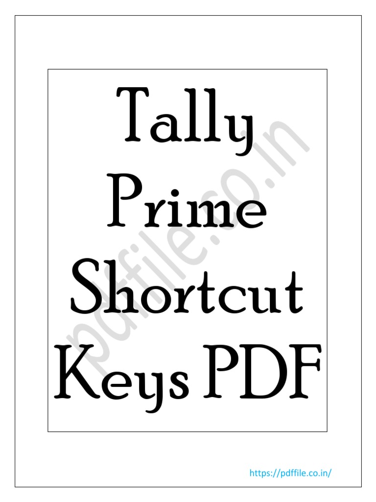Tally Prime Shortcut Keys PDF Keyboard Shortcut Voucher