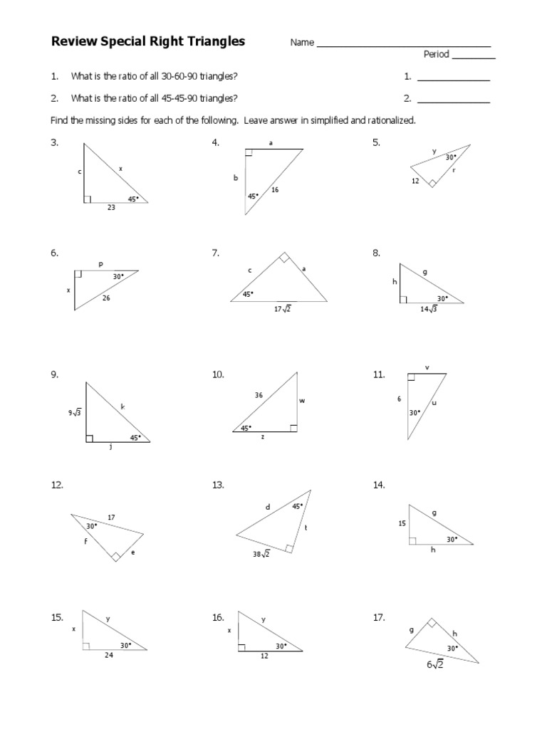 Daniel-Flaim 14170 - Review - Special - Right - Triangles | PDF ...