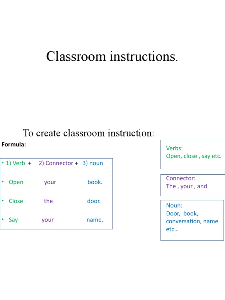 Classroom Instructions PDF