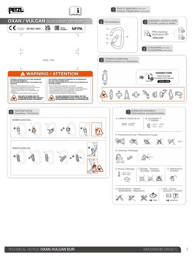 Technical Notice OXAN VULCAN Europe 1 | PDF | Équipement de sport ...