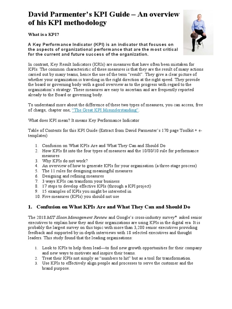 David Parmenter's KPI Methodology Guide | PDF | Performance