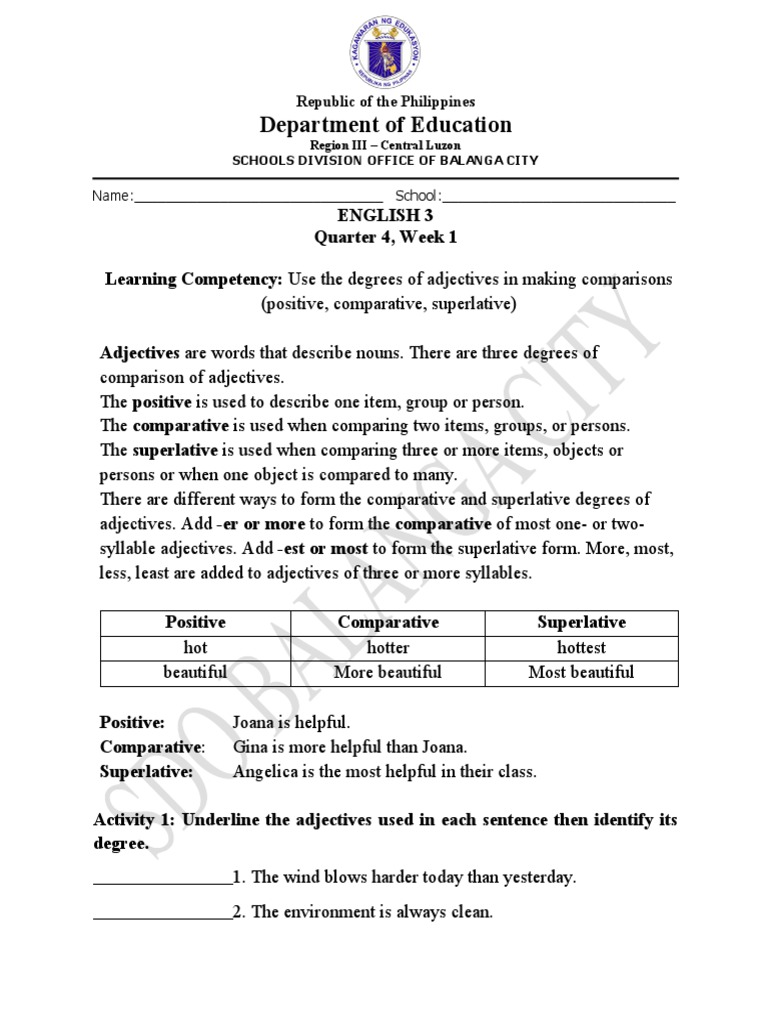 English 3 Adjectives and Adverbs Guide | PDF | Adverb | Verb