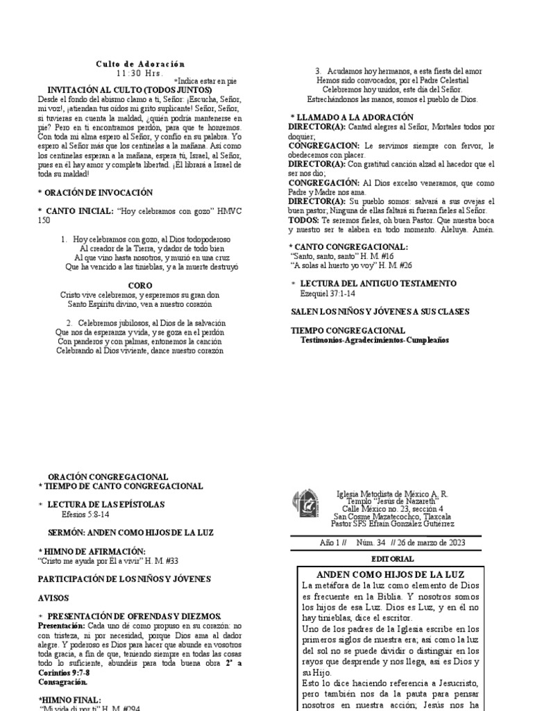 Boletín Jesús de Nazareth 26 Marzo 23 | PDF | Cristo (título) | Dios