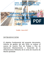 Junta de Usuarios de Agua de Moche informe 2016