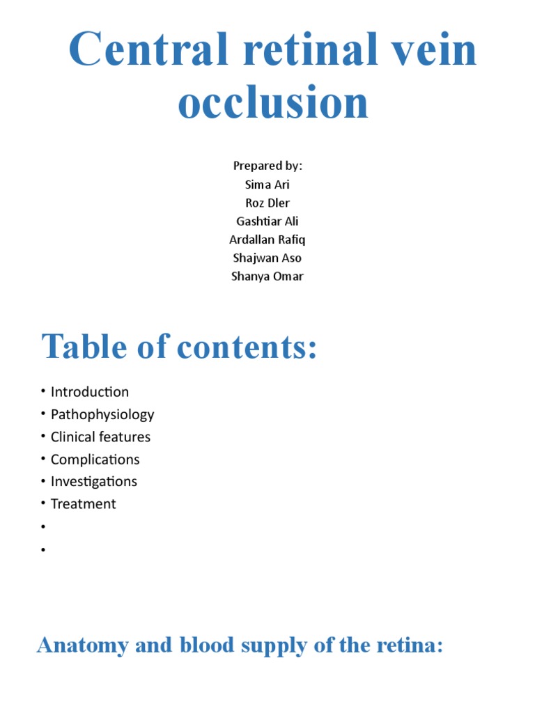 Central Retinal Vein Occlusion | PDF | Wellness