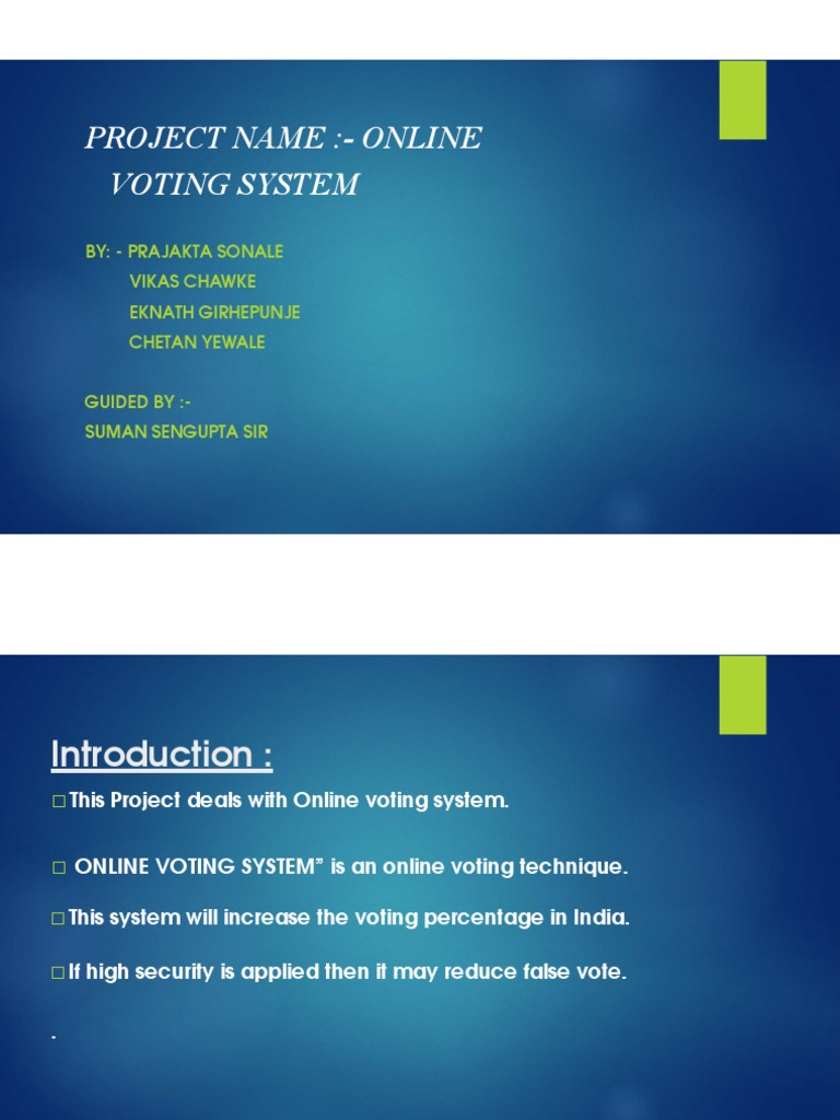 Online Voting System Project Overview | PDF | Electronic Voting ...