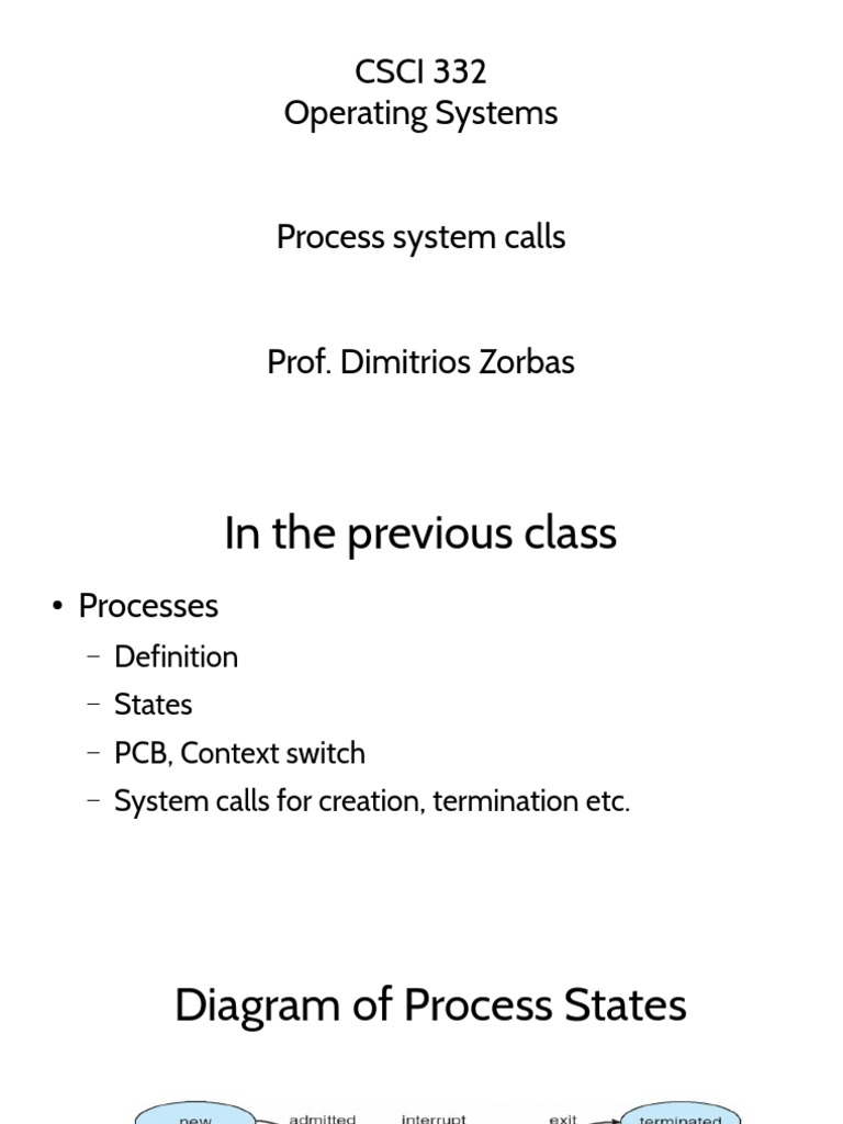Process System Calls and States Creating Orphan and Zombie Processes