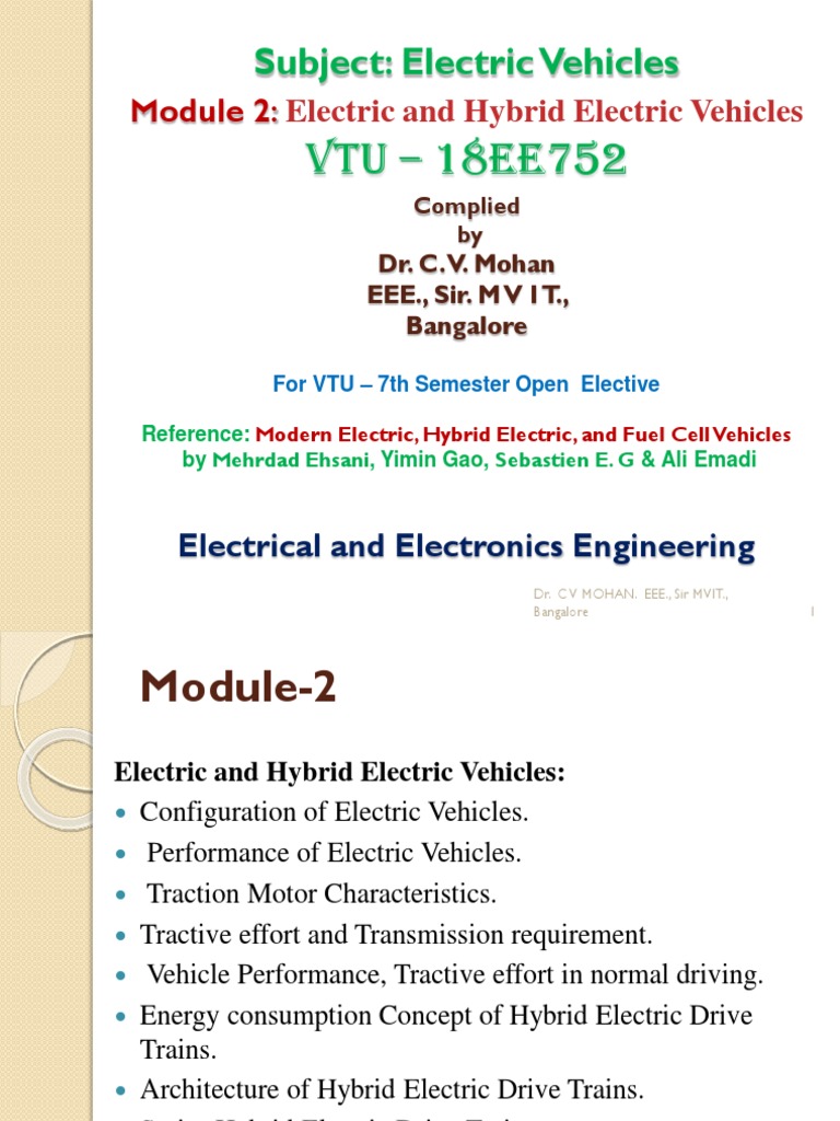 Electric and Hybrid Vehicle Overview | PDF | Electric Vehicle ...