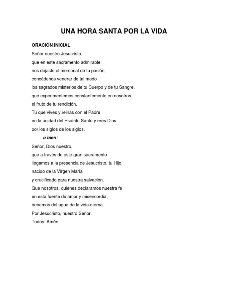 Hora Santa por la Vida | PDF | eucaristía | Cristo (título)