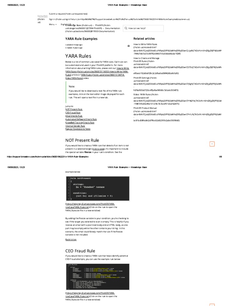 4 YARA Rule Examples Knowledge Base PDF Computing Computer