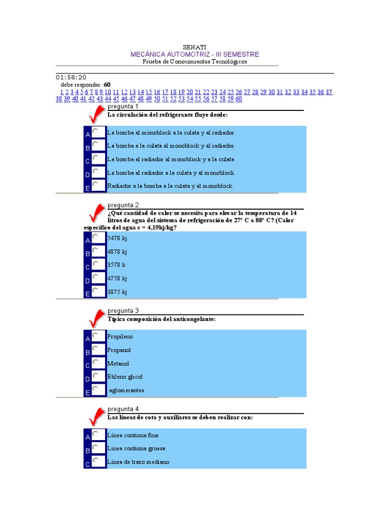 Examen SENATI 01 Tercer Semestre | PDF | Pistón | Máquinas