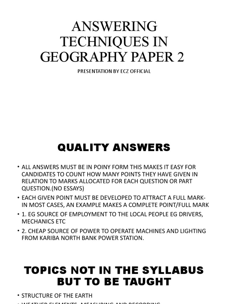 Key Considerations for Providing Quality Answers in Zambian Geography