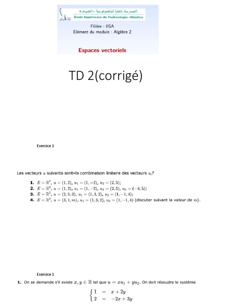 TD 2 Exercises Overview | PDF