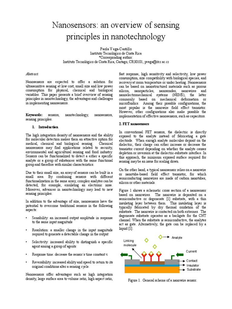 Nanosensors An Overview of Sensing Principles in Nanotechnology | PDF ...