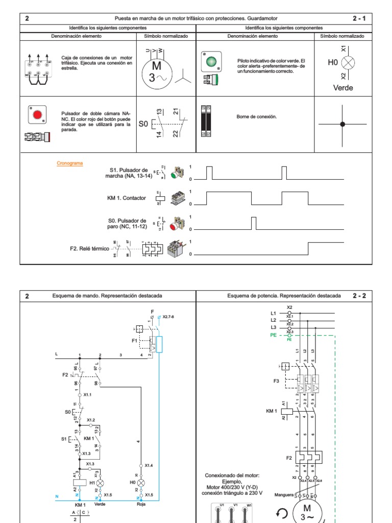 Motor Trifasico Marcha Paro Pdf Relé Energia Electrica