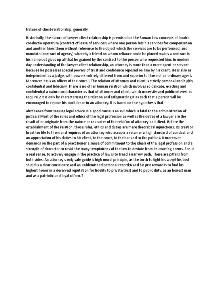 Nature of ClientRelationship Download Free PDF Lawyer Fiduciary
