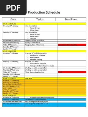 production schedule
