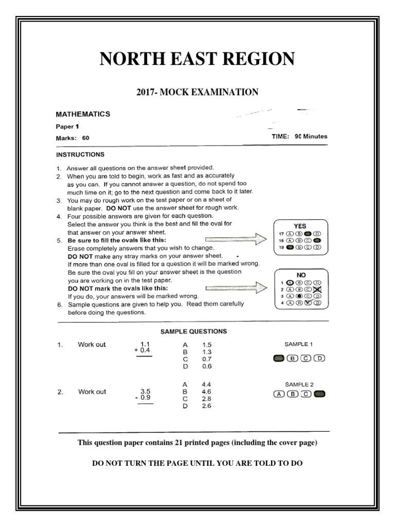 2017 Mathematics Mock Exam Paper | PDF | Area | Geometry