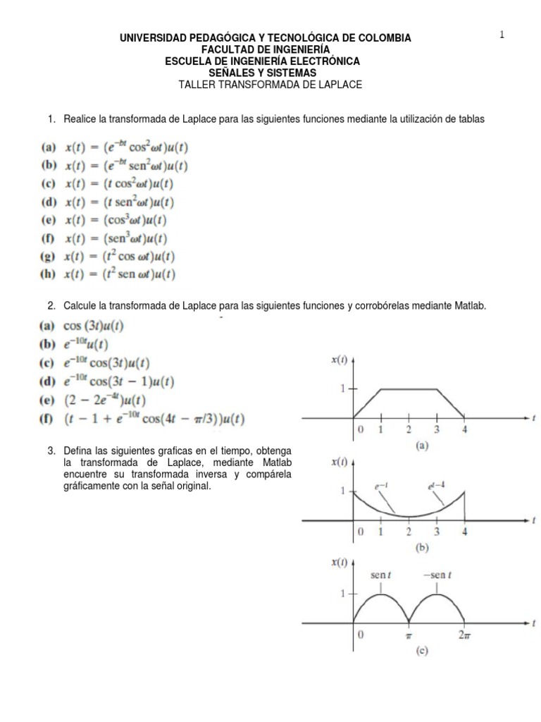 Taller Transformada de Laplace | PDF | Transformada de Laplace ...