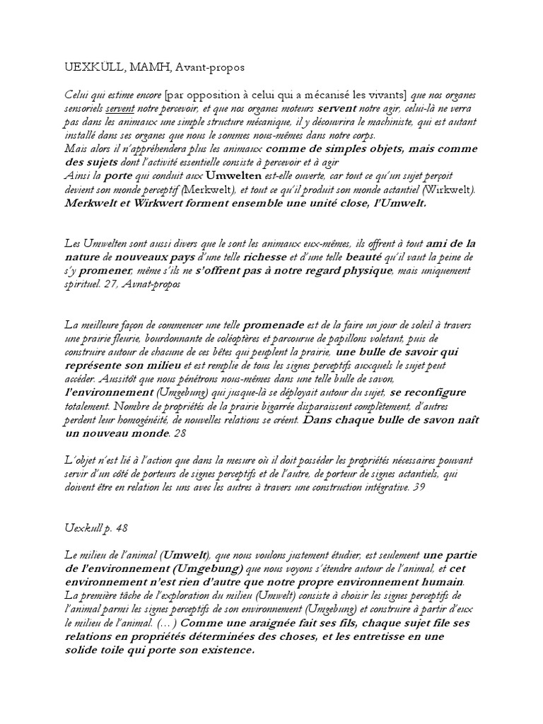 Uexkull Textes Compléments | PDF