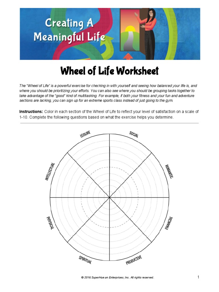 The Wheel of Life Worksheet | PDF | Psychology