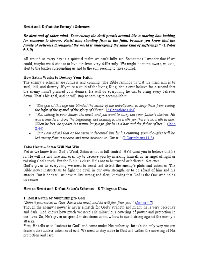 Resist And Defeat The Enemy Pdf Devil Satan