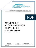 Manual de Procedimientos para Servicio de Transfusion DR Moreno