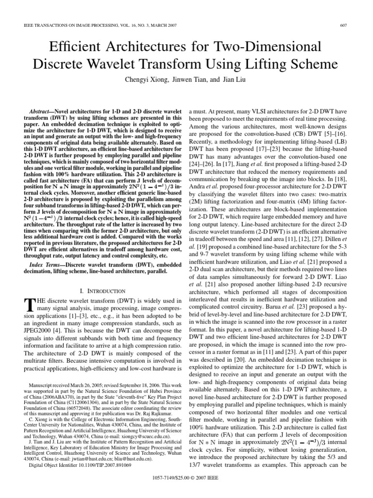 Xiong 2007 | PDF | Wavelet | Low Pass Filter