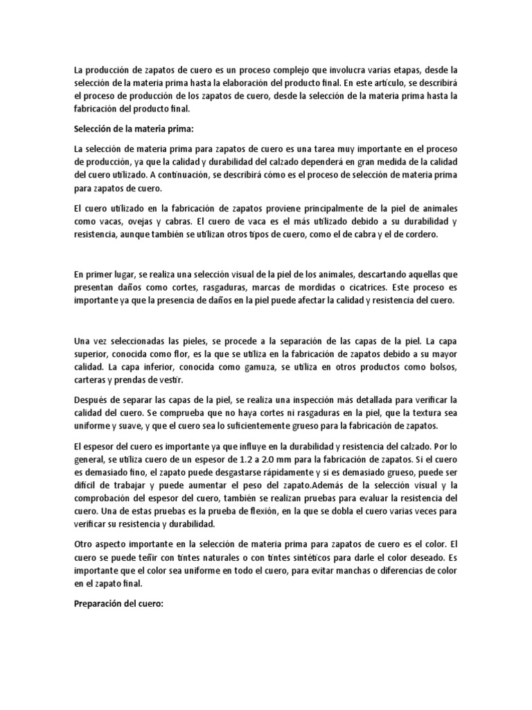Proceso de Fabricación de Zapatos de Cuero | PDF | Cuero | Zapato