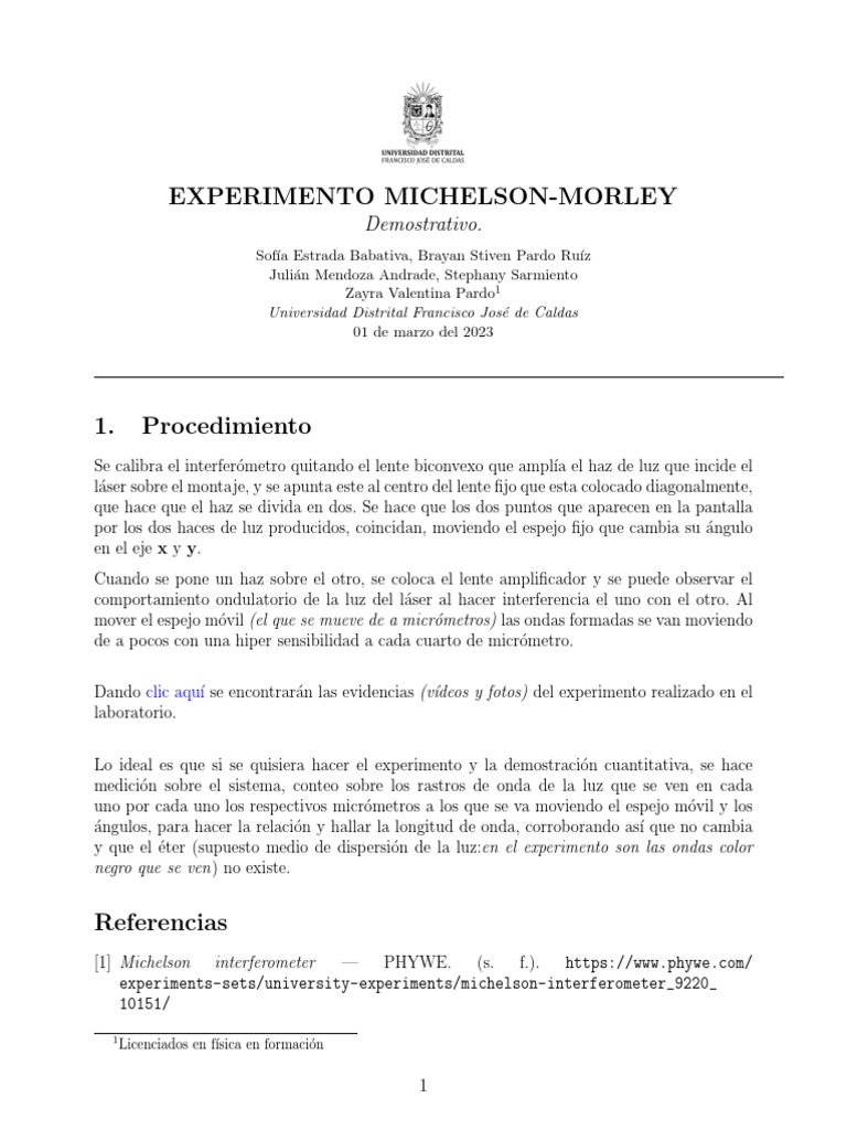 Experimento Michelson Morley PDF