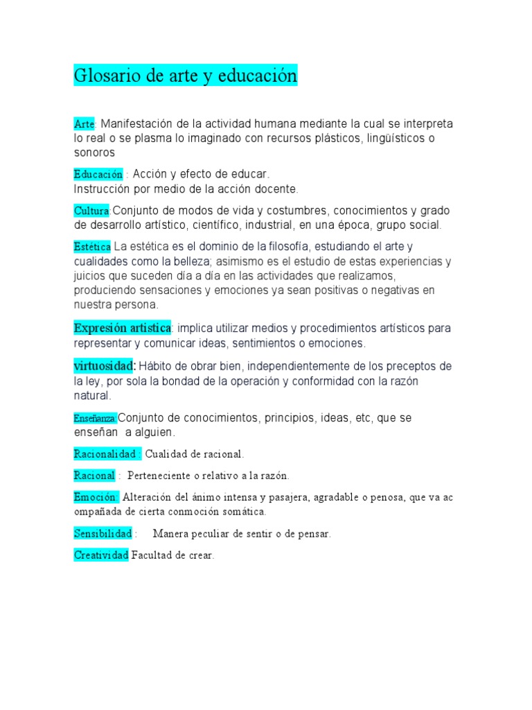 Glosario de Arte y Educacion | PDF