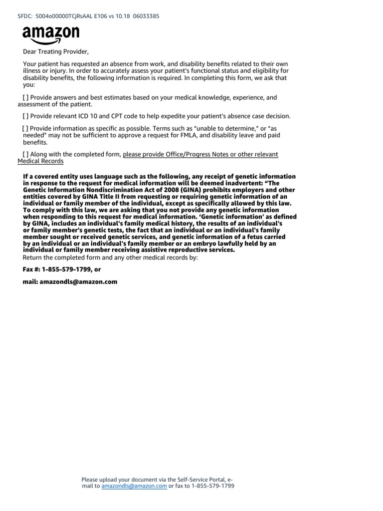 Amazon Healthcare Provider Statement Form | PDF | Childbirth | Medical ...