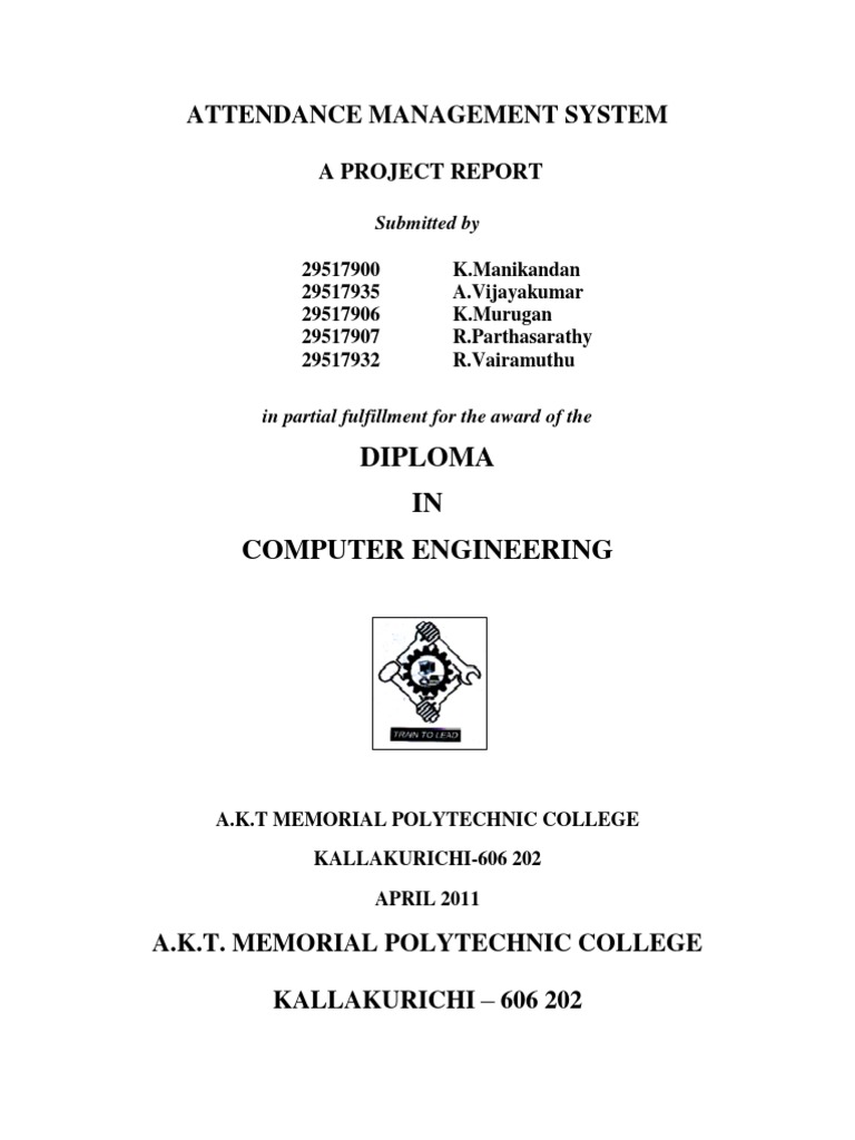 Attendance Management System: Diploma IN Computer Engineering | PDF