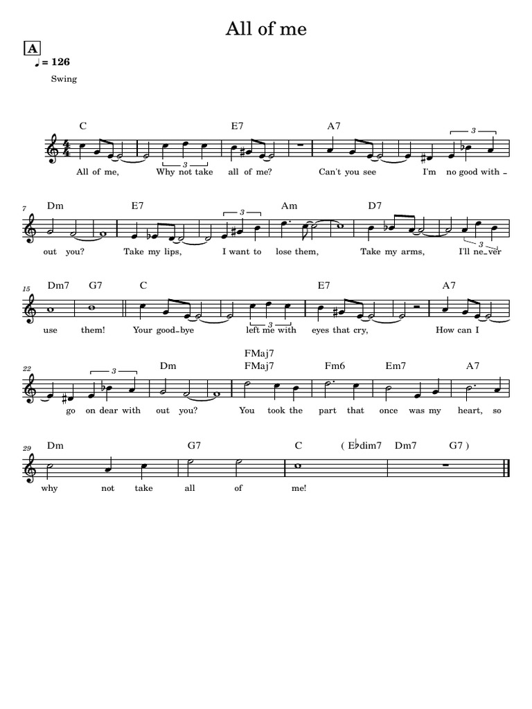 All of Me Jazz Standard PDF