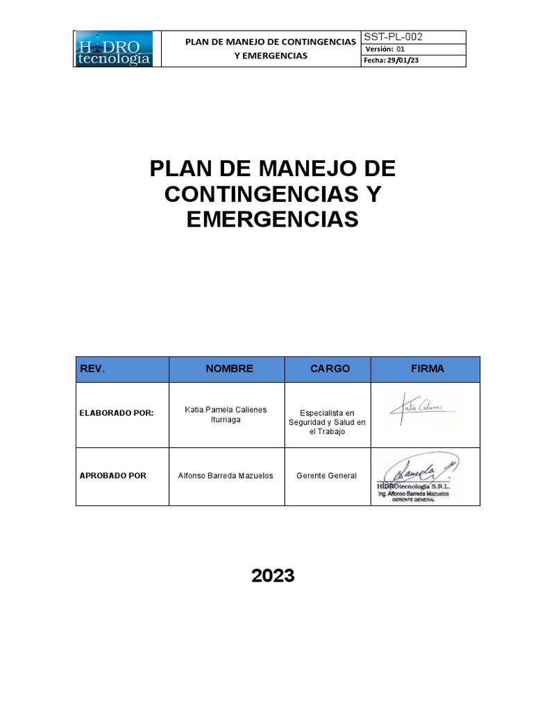 Plan de Contingencia y Emergencias SST-PL-02 | PDF | Reanimación ...