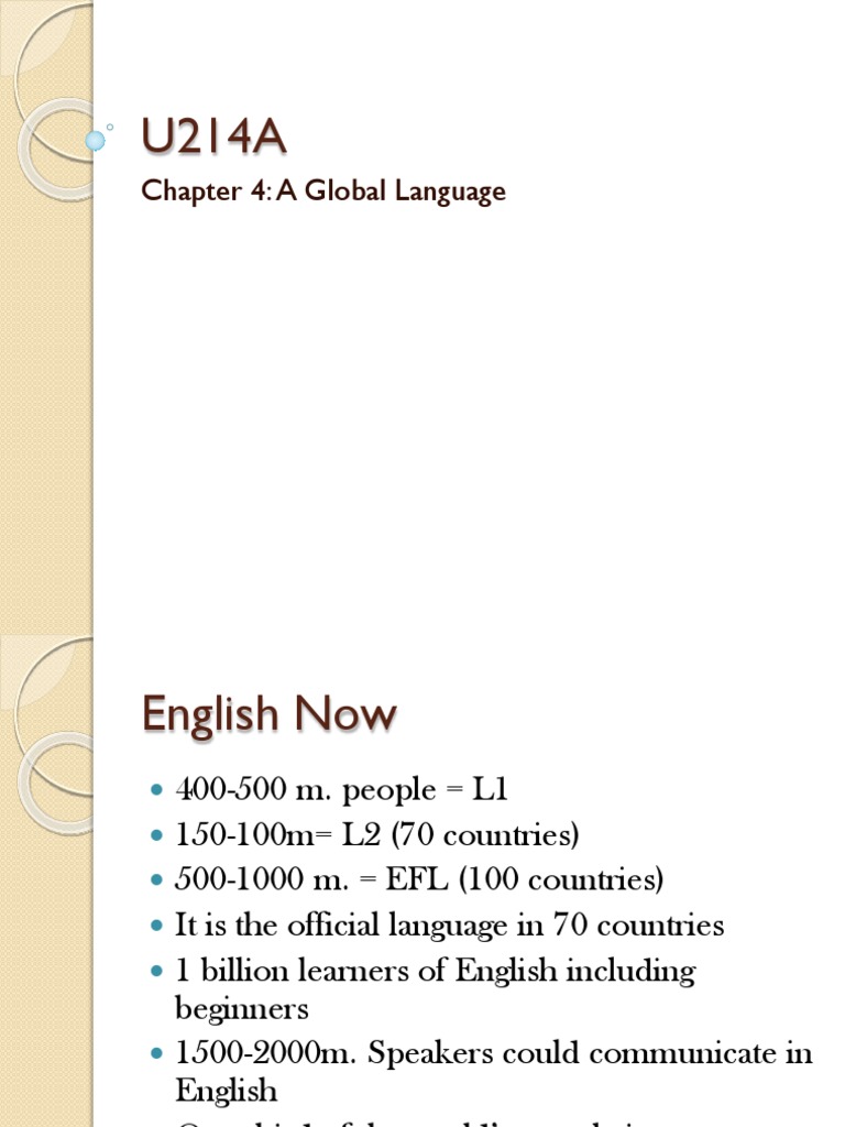 Chapter 4 A Global Language | PDF | Mass Media | English Language