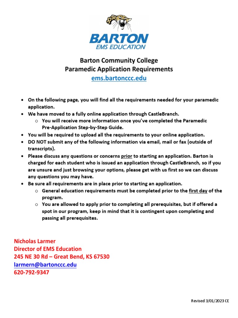 Advanced Practice Paramedic Application – DUCY