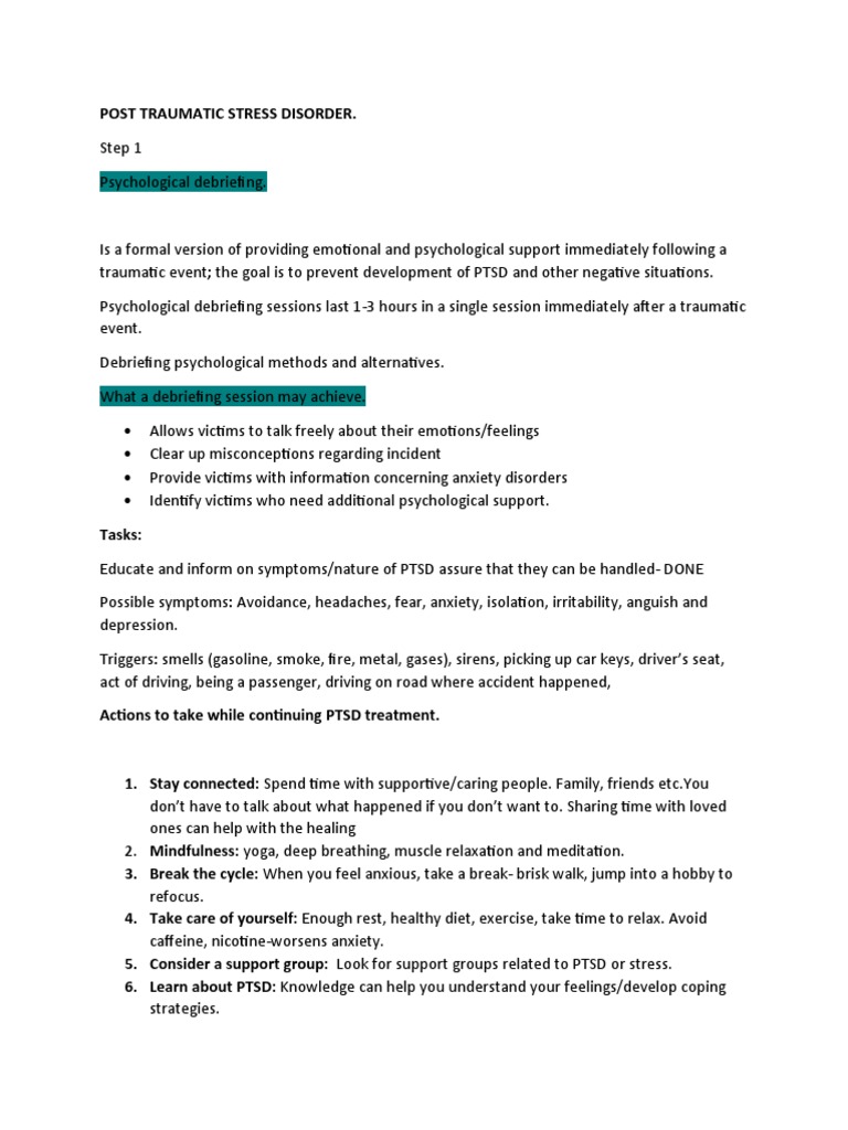 PTSD Worksheet | PDF | Psychological Trauma | Anxiety