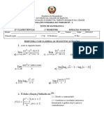 Teste de Matemática da Escola Secundária do Noroeste