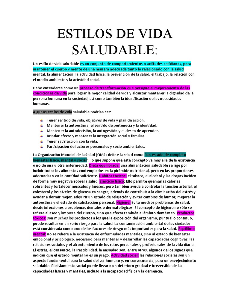 Estilos de Vida Saludable | PDF | Sicología
