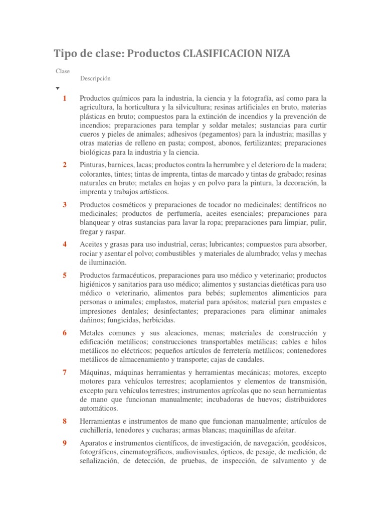 Clasificacion Niza | PDF