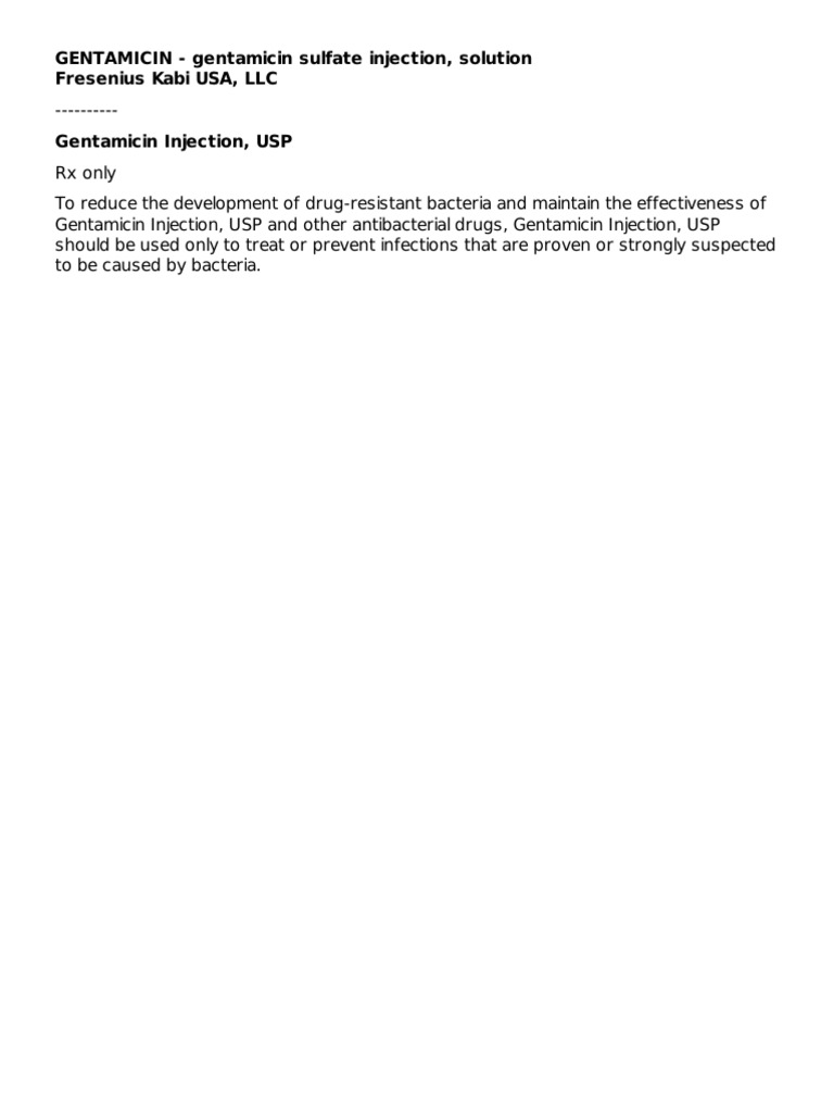GENTAMICIN - Gentamicin Sulfate Injection, Solution Fresenius Kabi USA ...
