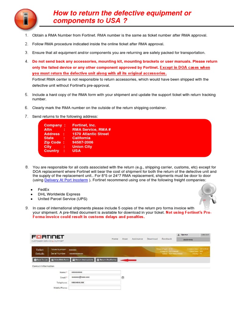 Fortinet RMA Return Process Guide | PDF