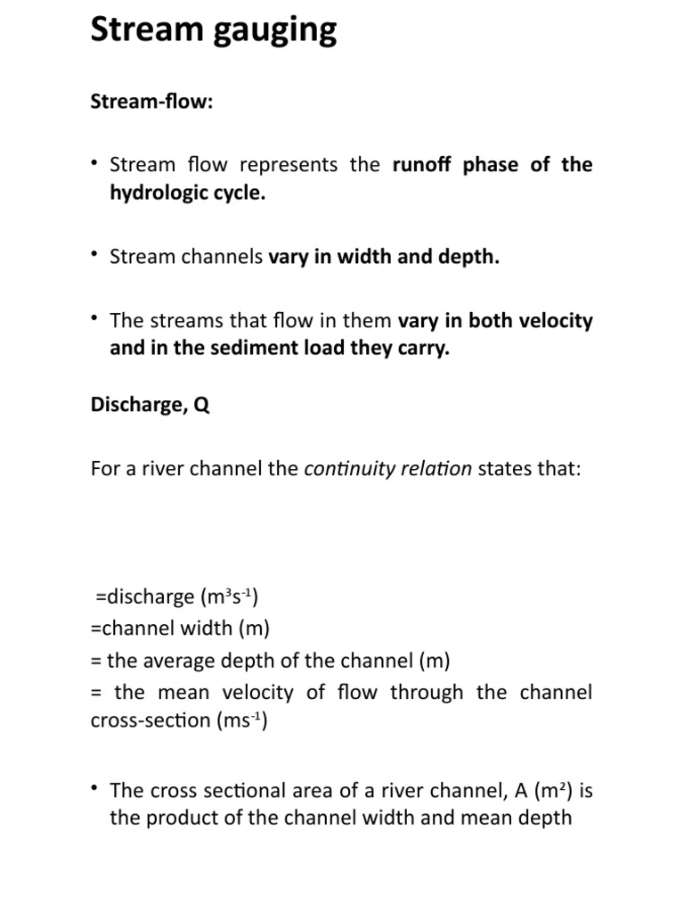 War 2103 Stream Gauging PDF Drainage Basin Discharge (Hydrology)