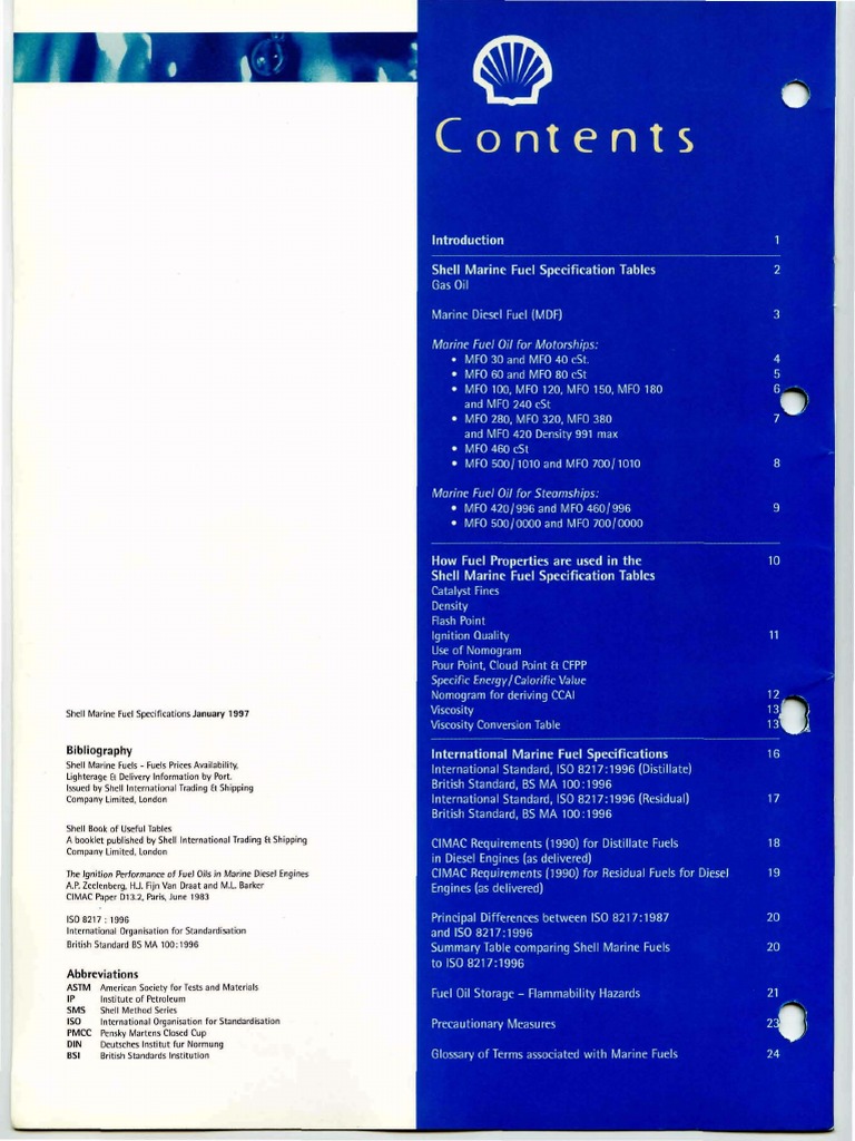 Shell Marine Fuel Specification Table | PDF