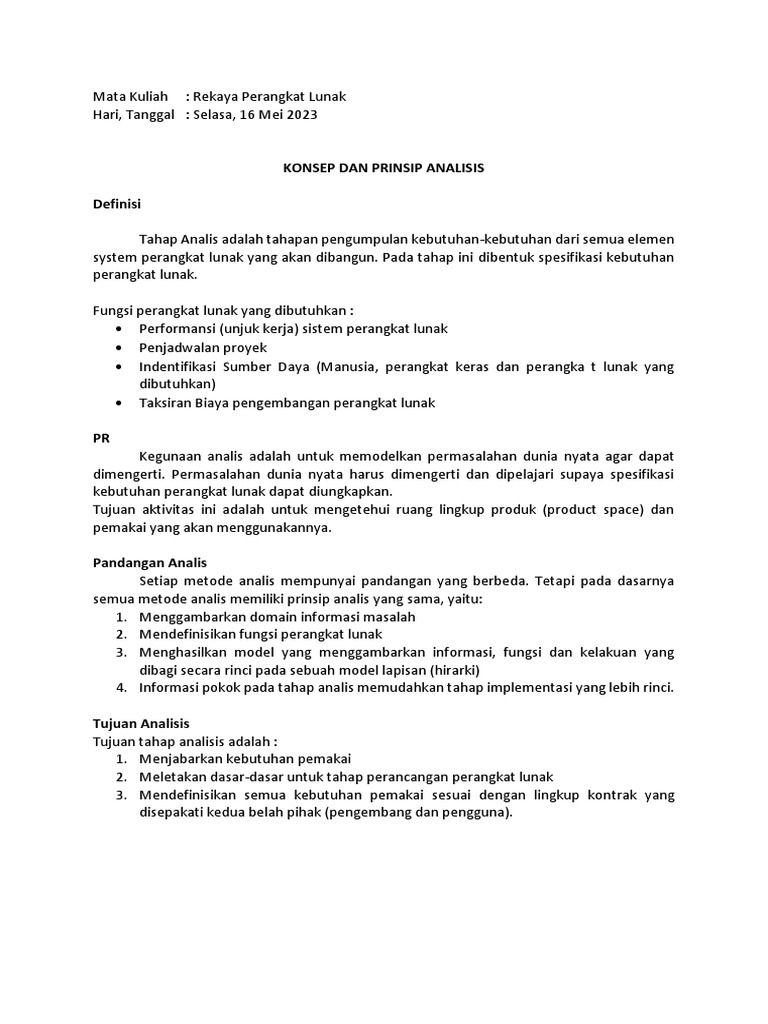 Analisis Kebutuhan Perangkat Lunak | PDF