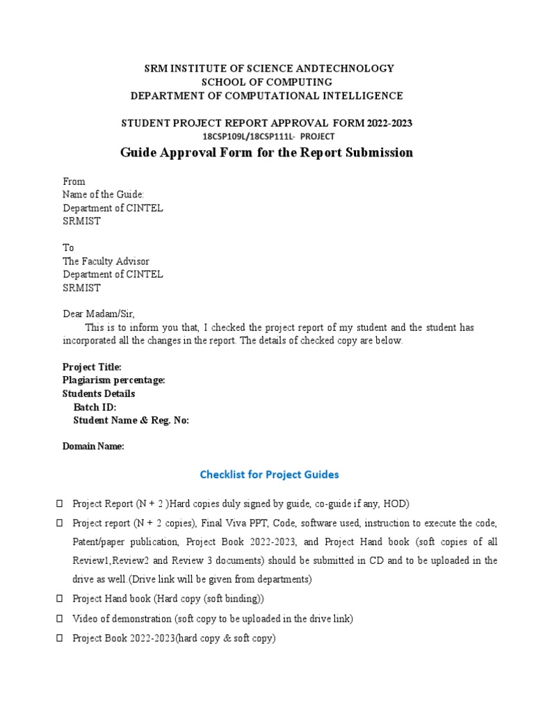 Student Project Report Approval Form | PDF