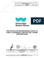UPNW-GRA-PRT-001 Protocolo de Bioseguridad Covid-19 para Entrega y Recojo Del Carne Universitario