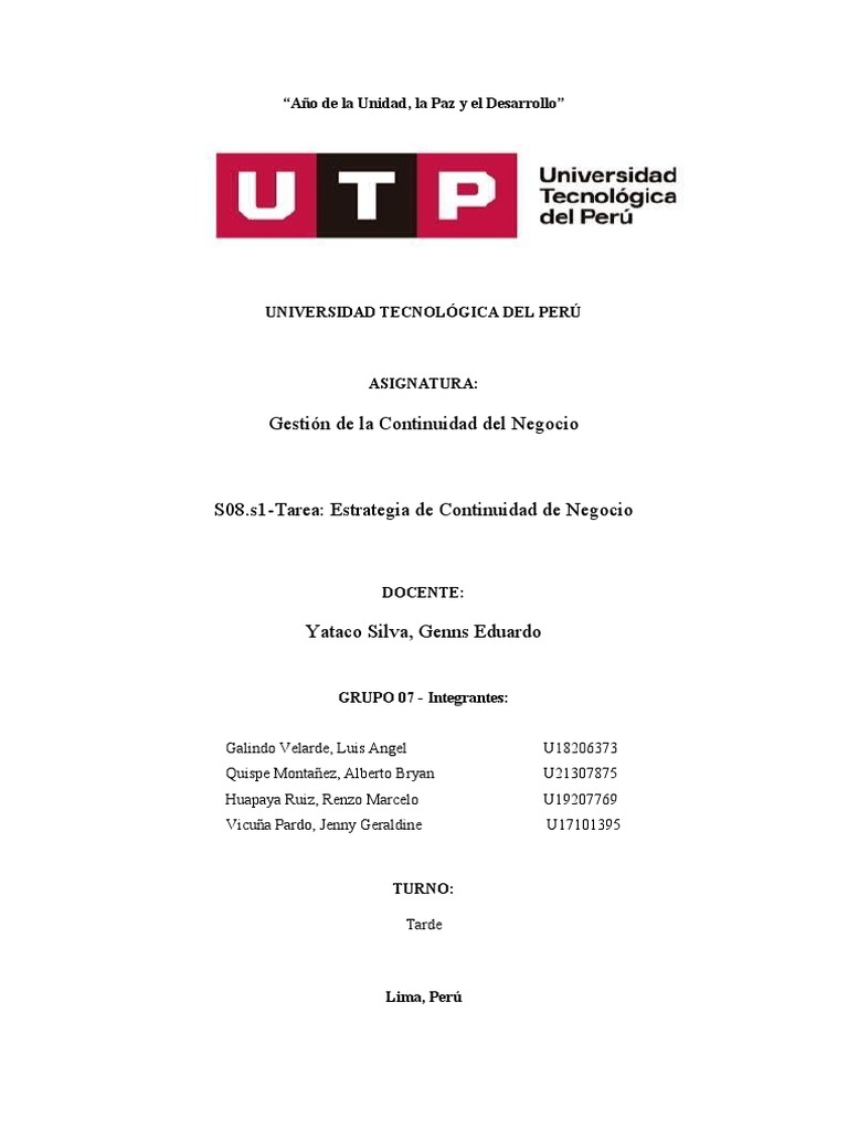Estrategia Integral de Continuidad de Negocio | PDF | Continuidad del ...