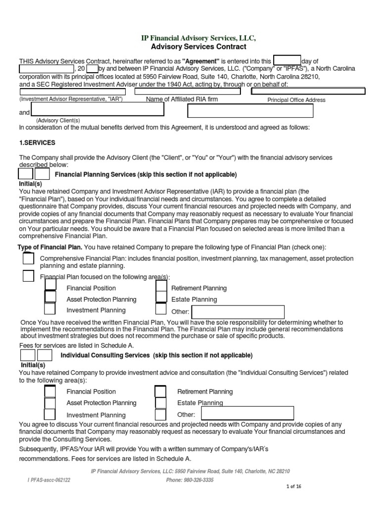 Financial Advisory Services Agreement | PDF | Financial Adviser | Life ...